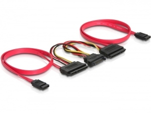 Delock SATA All-in-One cable for 2x HDD, 0,5 m, Rot