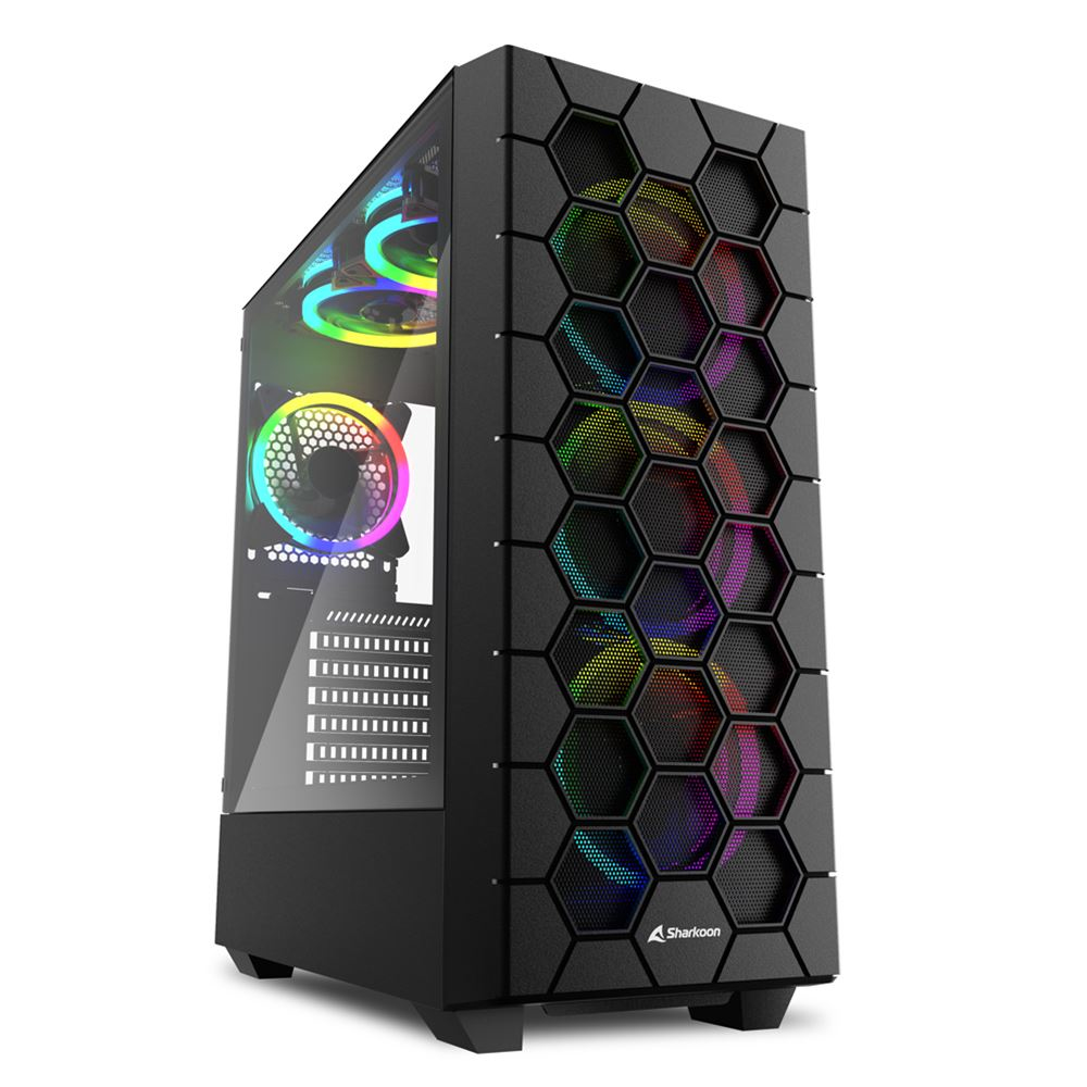 Sharkoon RGB Hex - Mid tower - ATX - Seitenteil mit Fenster (gehärtetes Glas), Ansicht 2