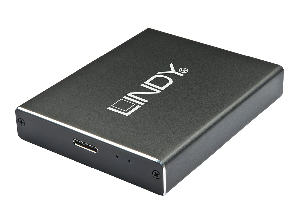Lindy Gehäuse Schwarz USB Typ C Dual M.2 SSD Raid 0,1 SATA