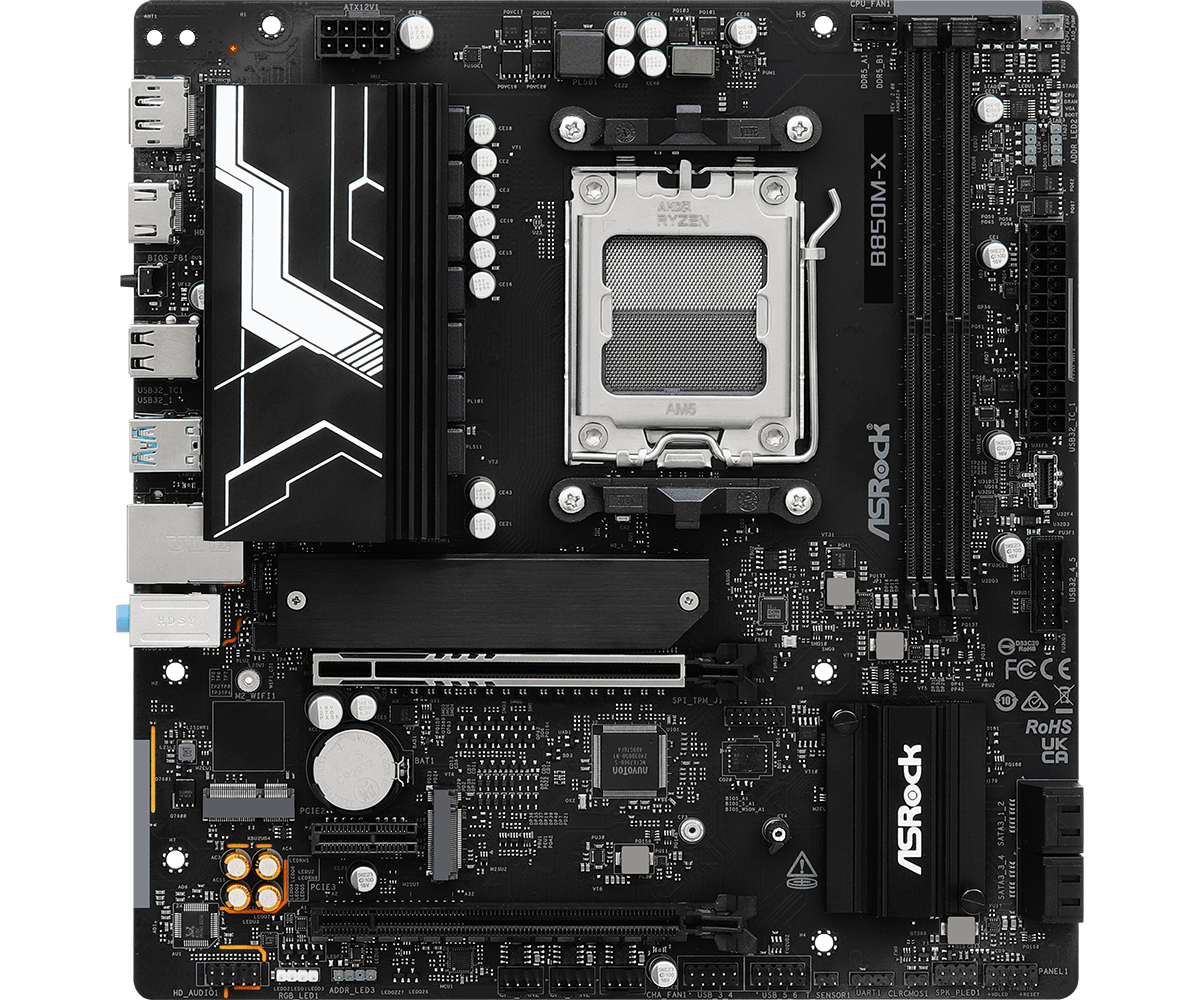 ASRock B850M-X R2.0 - Motherboard - micro ATX - Socket AM5 - AMD B850 Chipsatz - 2.5 Gigabit LAN, Ansicht 3