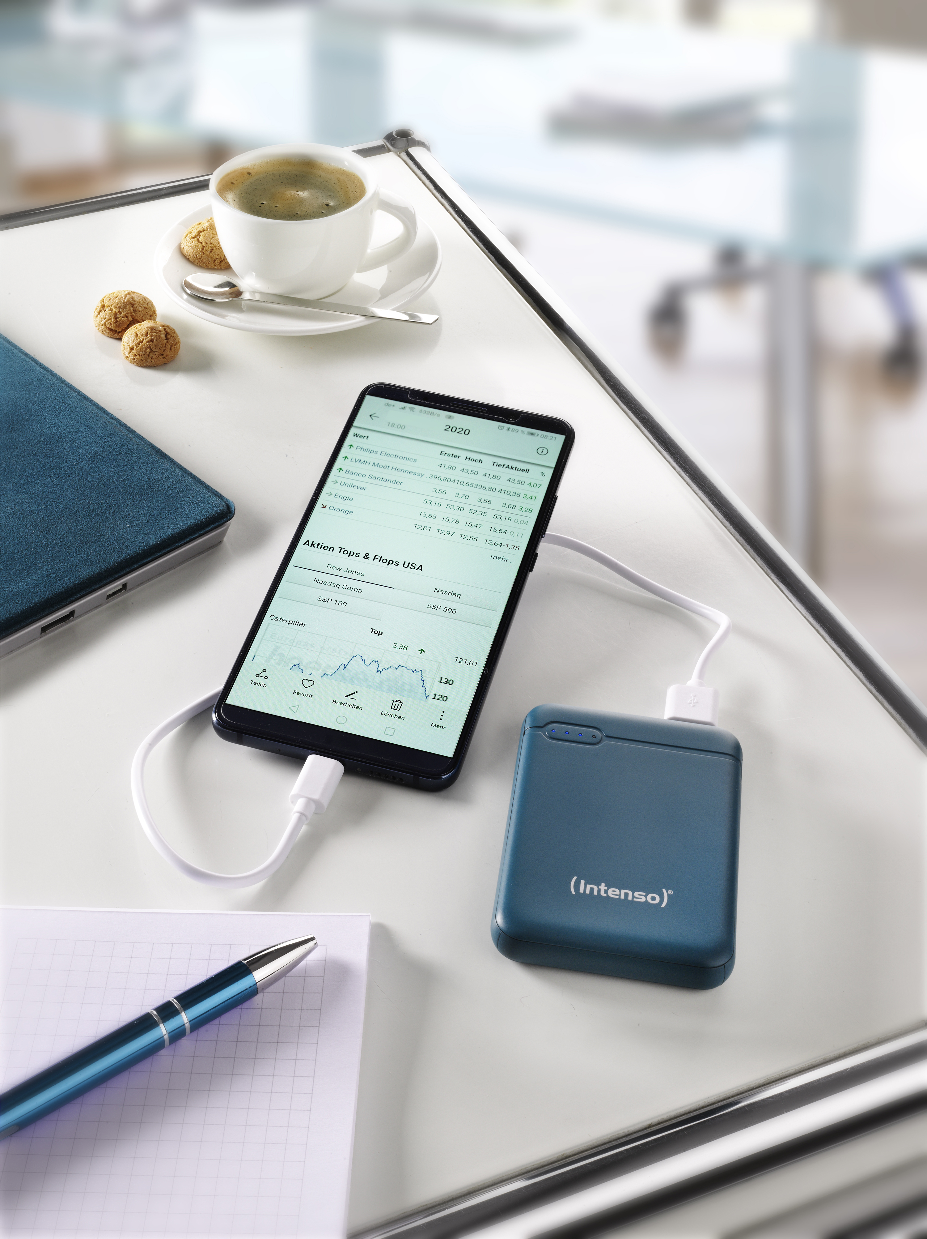 Intenso Powerbank XS5000 - Powerbank - 5000 mAh - 2.1 A - 2 Ausgabeanschlussstellen (USB, USB-C) - Petrol, Ansicht 3