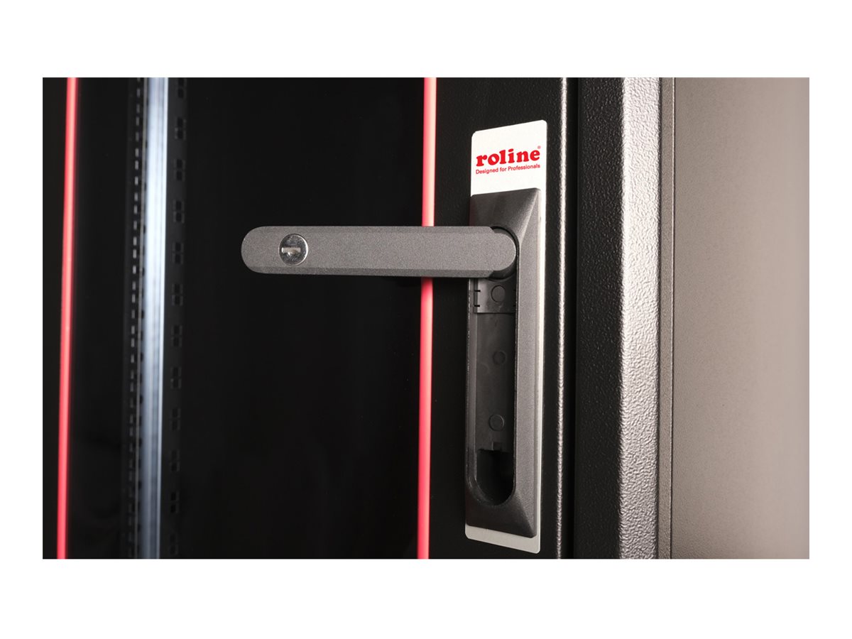 ROLINE 19 Zoll Netzwerkschrank Basic 22 600x800 BxT Glastür schwarz, Ansicht 5