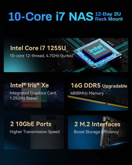 TerraMaster U12-500 Plus 12bay NAS 10Core DDR5 Diskl - NAS - SATA, Ansicht 3