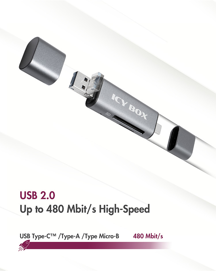 ICY BOX ICY BOX IB-CR200-C - Kartenleser (MMC, SD, microSD, SDHC, microSDHC, SDXC, microSDXC, SDHC UHS-I, Ansicht 3