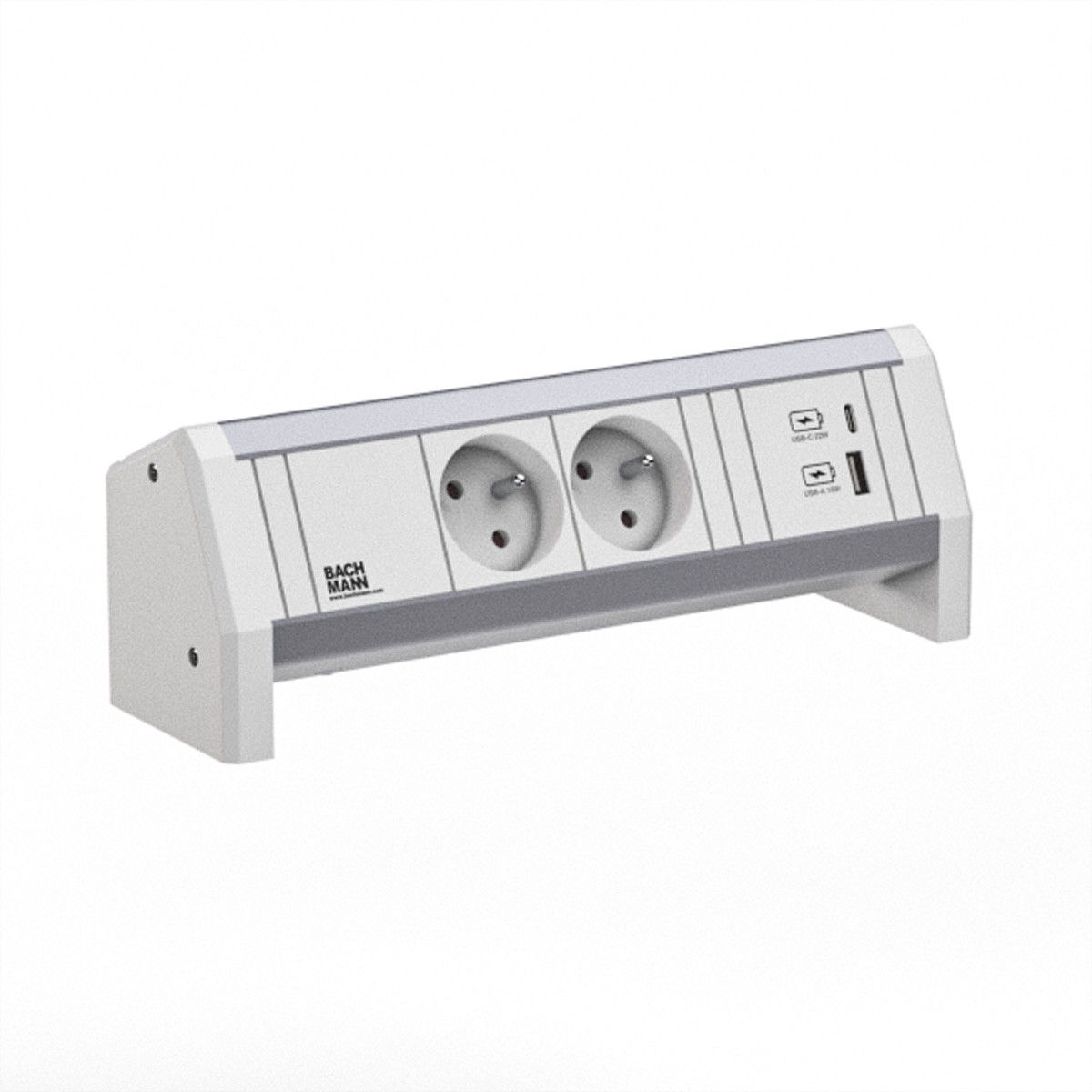 Bachmann DESK 2xUTE 1xUSB A/C 902.029522W GST18 RAL9010, Ansicht 2