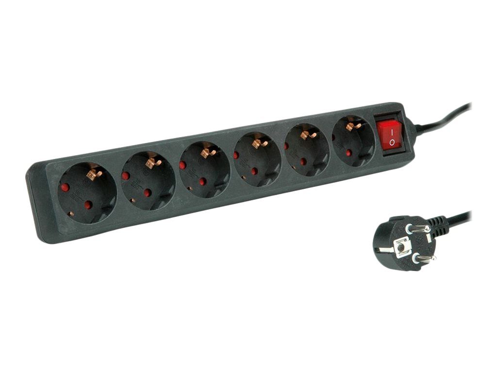 ROLINE Steckdosenleiste - Wechselstrom 250 V - 3600 Watt - Eingabe, Eingang CEE 7/4 - Ausgangsanschlüsse: 6 (3 x CEE 7/4)