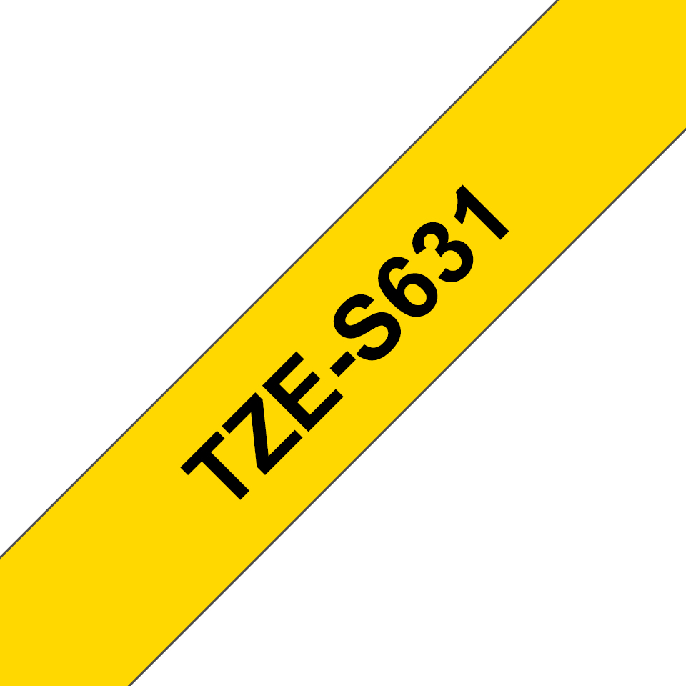 Brother TZe-S631 - Extra starker Klebstoff - Schwarz auf Gelb - Rolle (1,2 cm x 8 m), Ansicht 2
