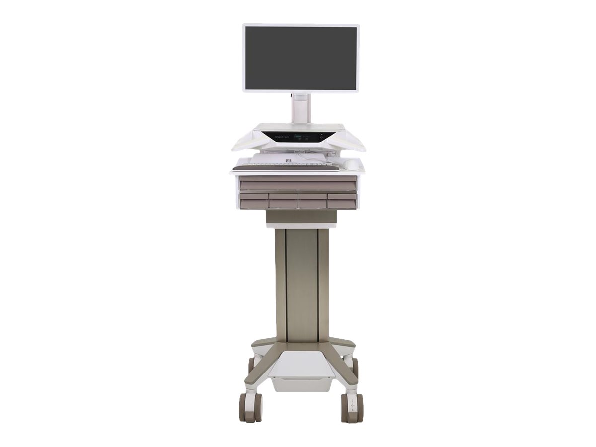 Ergotron CareFit Pro - Wagen - Electric Lift - für LCD-Display  PC-Ausrüstung - verriegelbar - medizinisch - weiß Warm Gray - Bildschirmgröße: bis zu 686 cm (bis zu 27 Zoll)