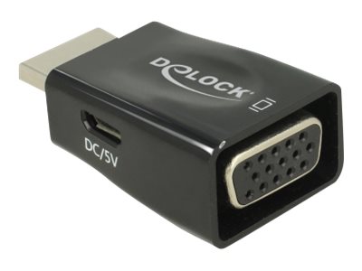 Adapter HDMI-A Stecker > VGA Buchse (screwless) schwarz Delock