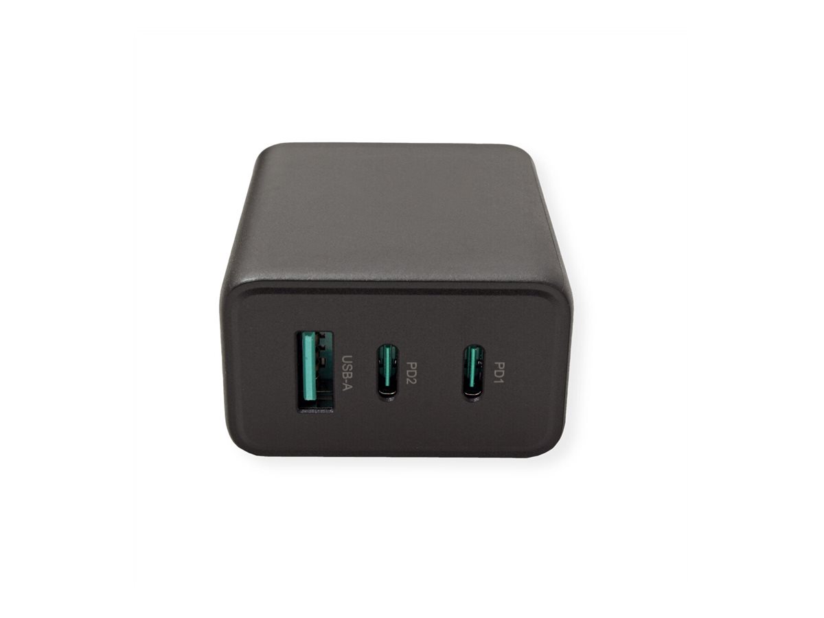 ROTRONIC-SECOMP Value - Netzteil - GaN-Technologie - 65 Watt - 5 A - 3 Ausgabeanschlussstellen (USB, 2 x USB-C), Ansicht 2