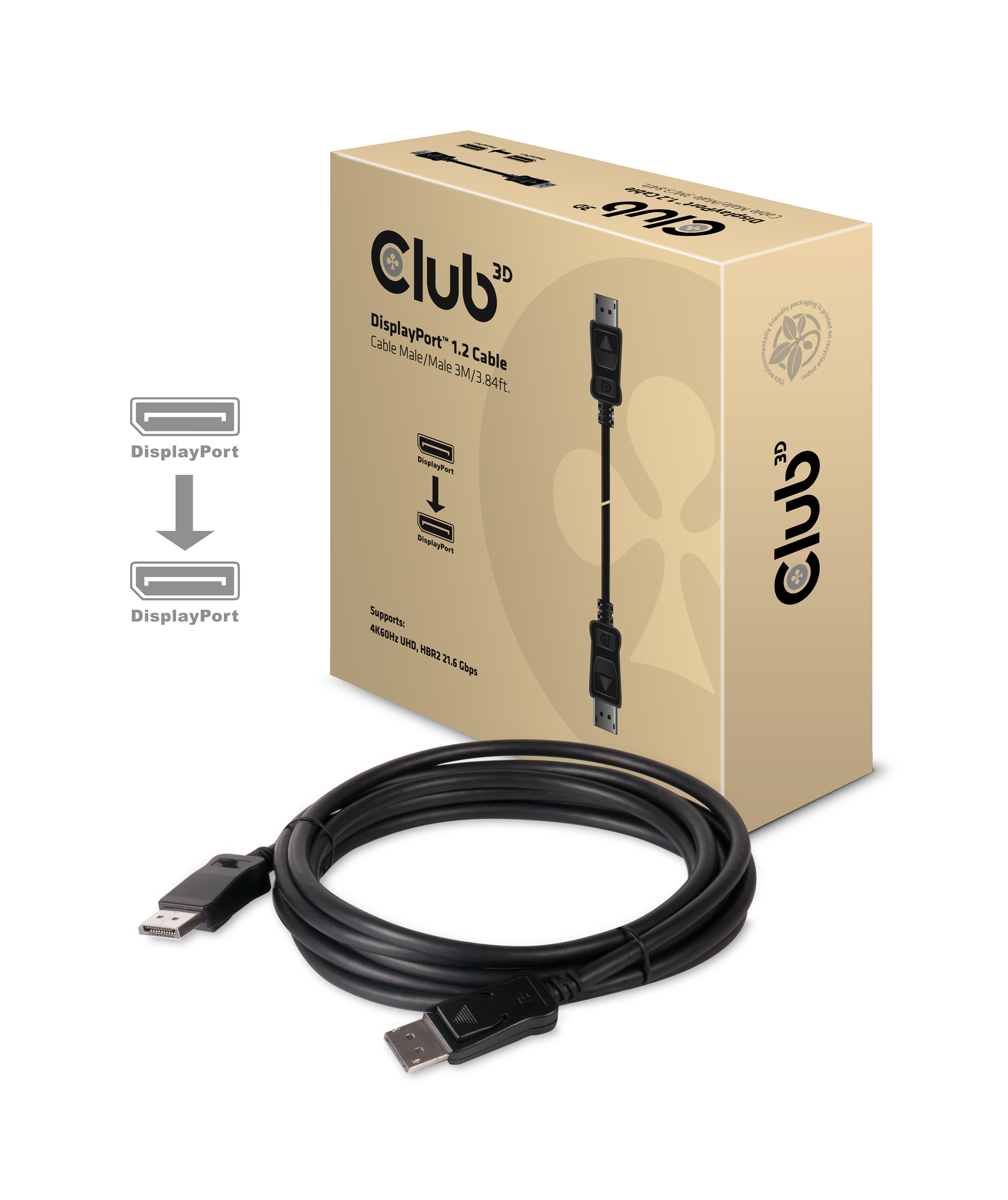 Club 3D DisplayPort-Kabel - DisplayPort (M) - zu DisplayPort (M) - 3 m - eingerastet, Ansicht 2