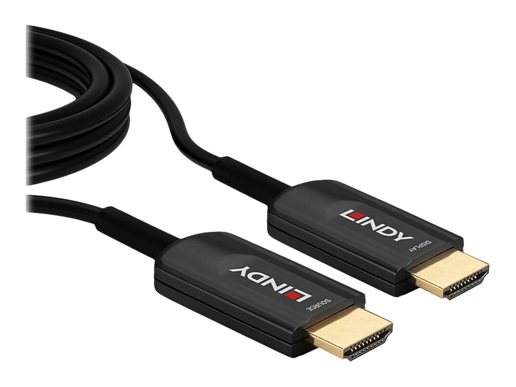 Lindy Ultra High Speed - HDMI-Kabel - HDMI männlich zu HDMI männlich - 20 m - Hybrid Kupfer/Kohlefaser - Schwarz - rund, Ansicht 4