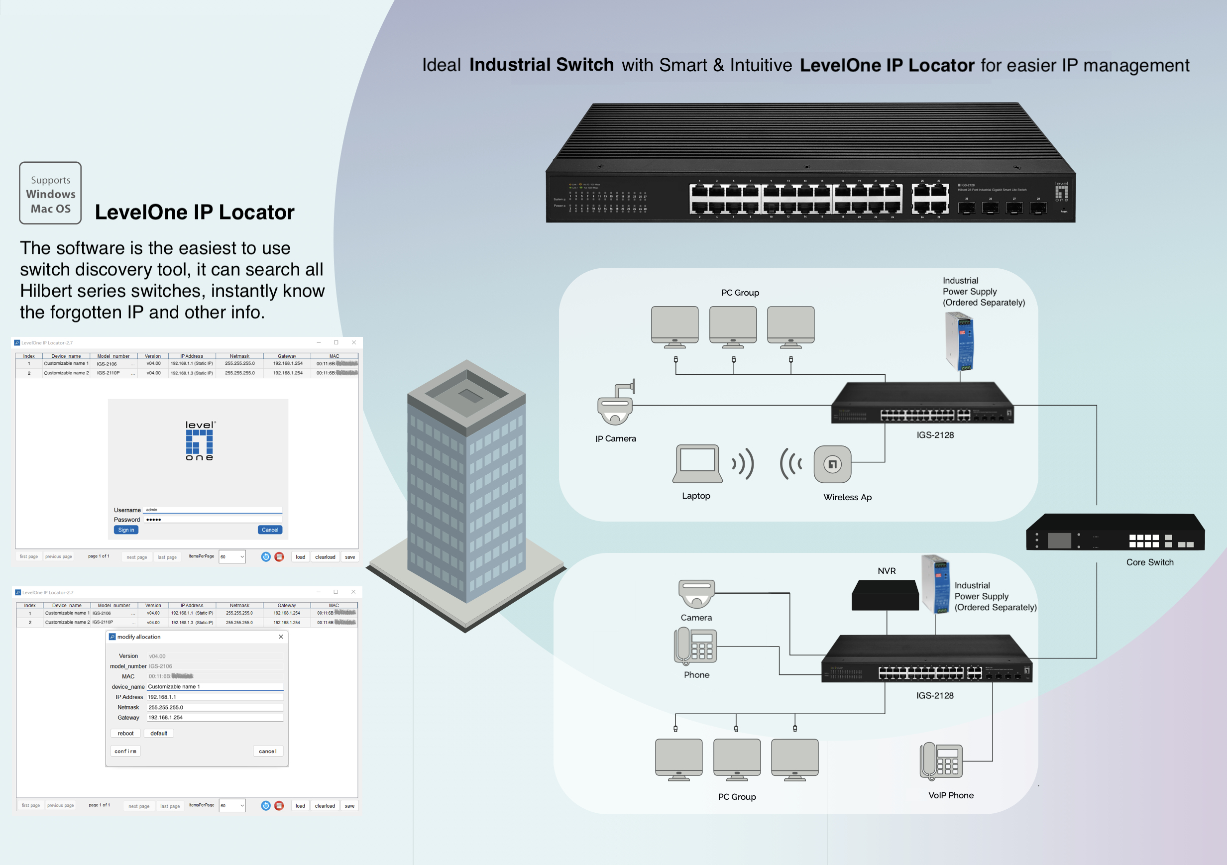 LevelOne Switch 28x GE IGS-2128 4xSFP 24xRJ45 Ports sw, Ansicht 4
