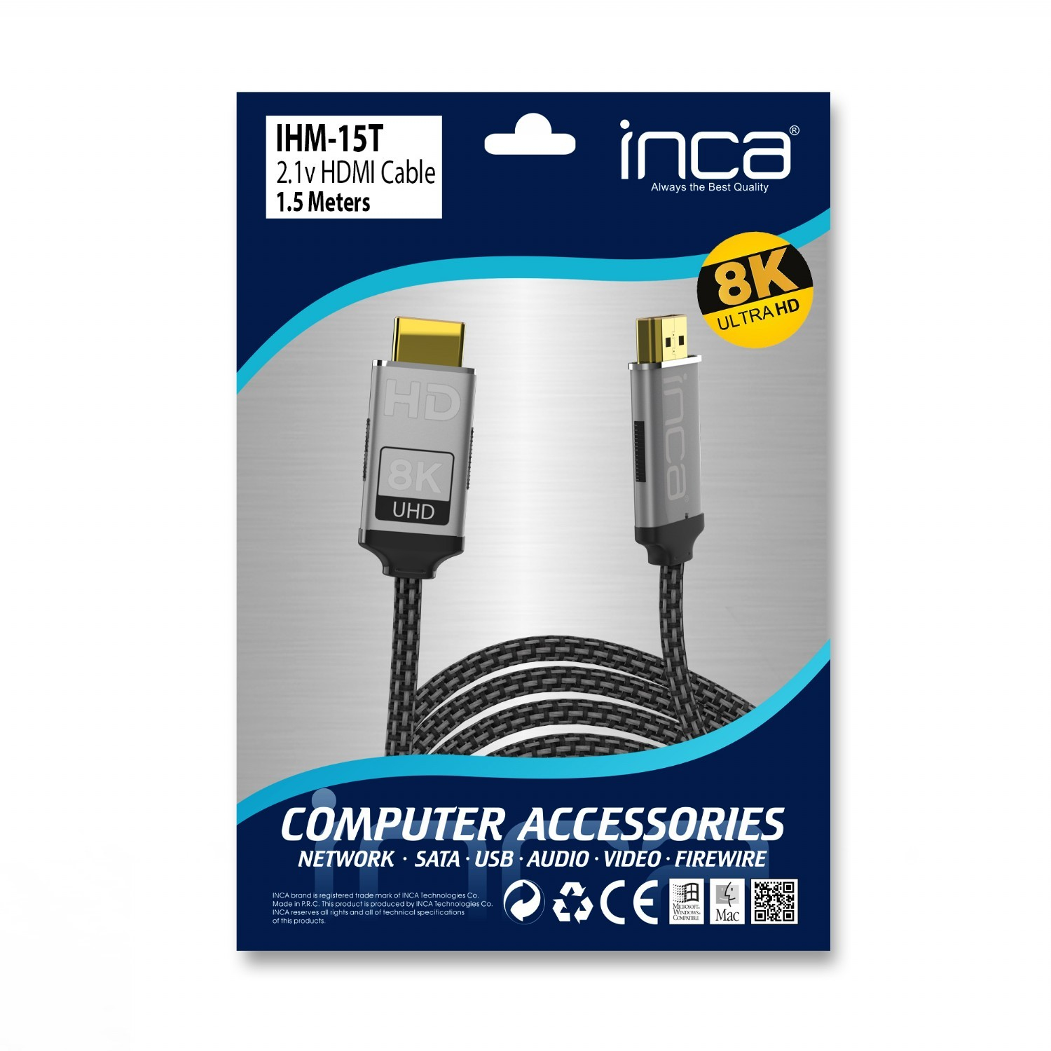 INCA IHM-15 - 1,5 m - HDMI Typ A (Standard) - HDMI Typ A (Standard) - Schwarz, Ansicht 2