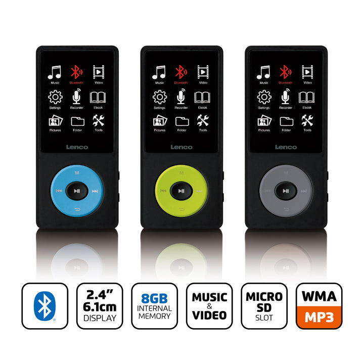Lenco XEMIO-860 - Digital Player - hellgrün, Schwarz - 6.1 cm 2,4" FLAC MP3 Windows Media Audio (WMA) AVI Bluetooth 18 h, Ansicht 2