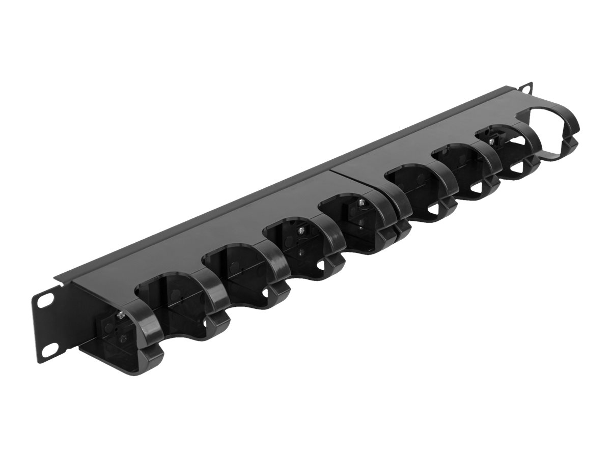 Delock Verlegetafel für Rack-Kabelmanagement - mit 10 geschlossenen Kabelbügeln - Schwarz - 1U - 48.3 cm (19)