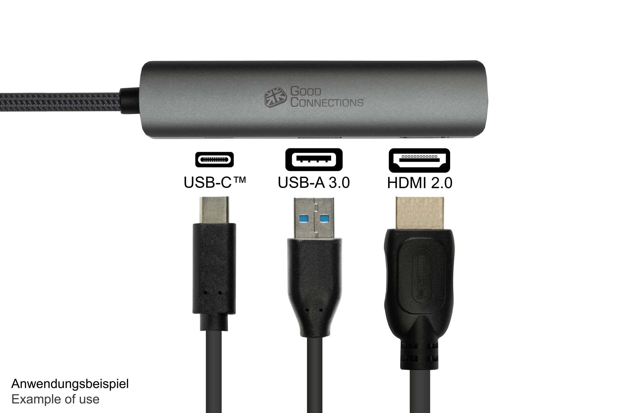 Good Connections USB-C -Hub 3-Port 1x HDMI 2.0 PD 94W USB 3.0 A anthrazit Good, Ansicht 4