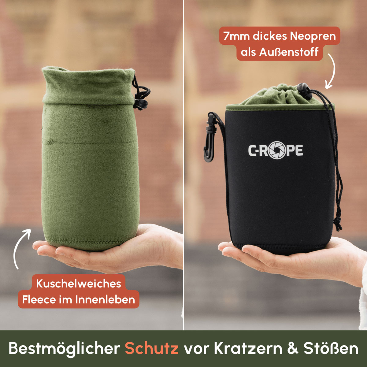 C-ROPE Objektivbeutel V2 Schwarz Variation S 10x9cm retail, Ansicht 2