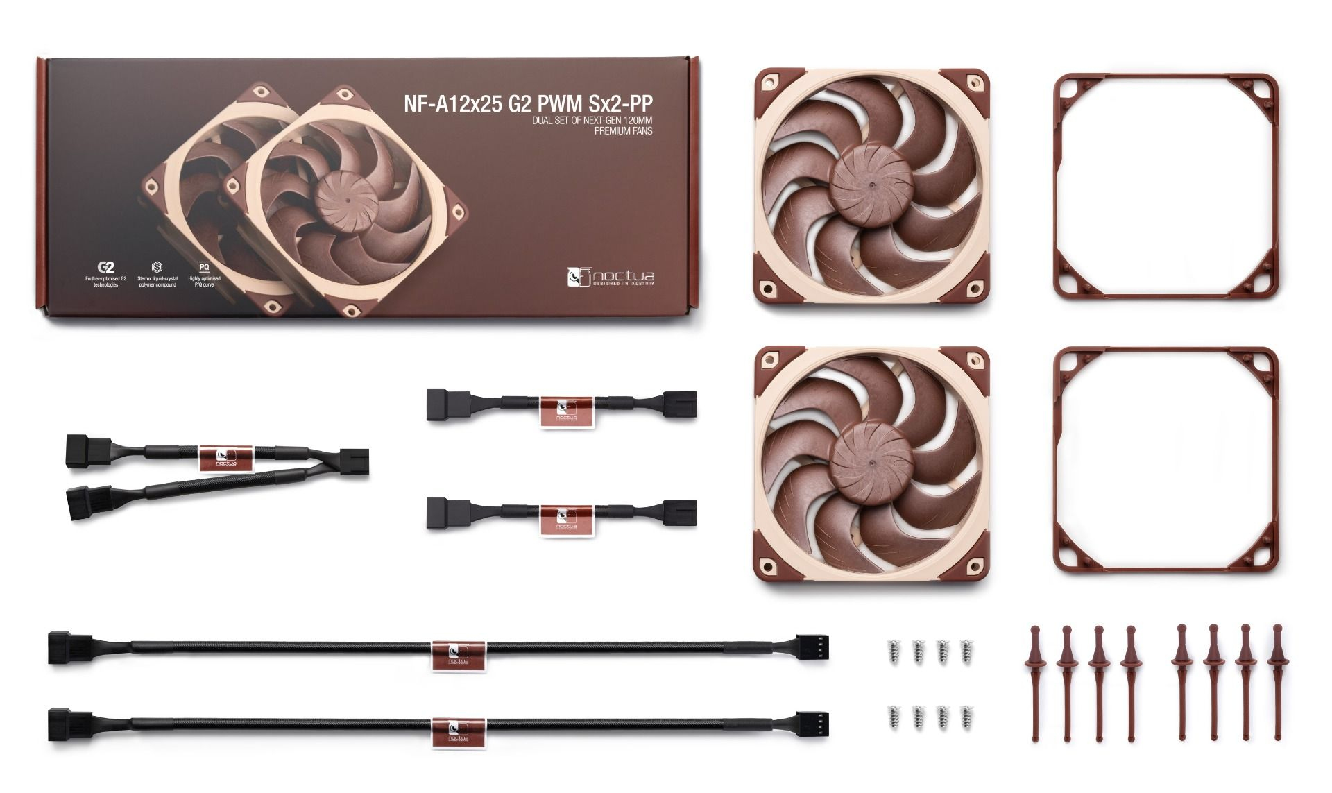 Noctua NF-A12x25 G2 PWM Sx2-PP PWM-Anschluss 2 Lüfter 120 mm - Gehäuse-Lüfter - 22,5 dB, Ansicht 4