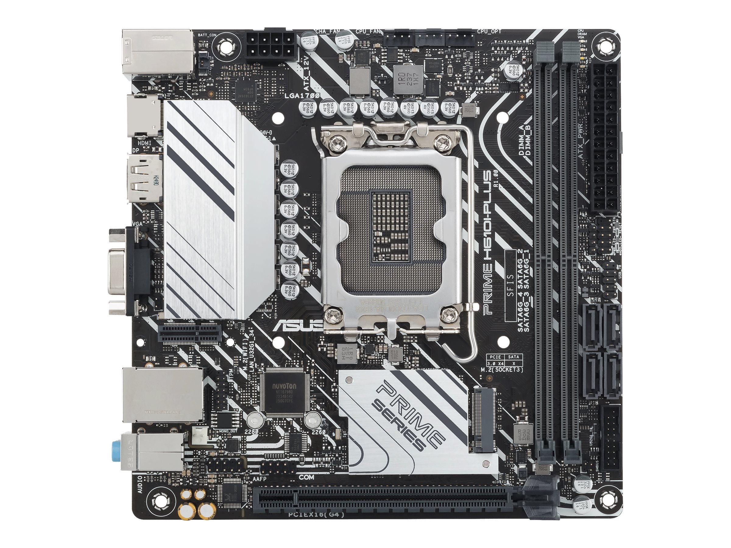 ASUS PRIME H610I-PLUS-CSM - Motherboard - Mini-ITX - LGA1700 Sockel - H610 Chipsatz - USB 3.2 Gen 1 - Gigabit LAN - Onboard-Grafik (CPU erforderlich)