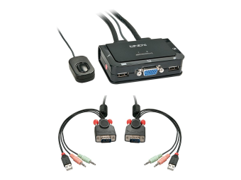 Lindy VGA KVM Switch Compact USB 2.0 Audio 2 Port