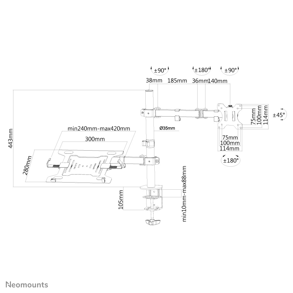 Neomounts by Newstar FPMA-D550NOTEBOOK - Befestigungskit - für LCD-Display/Notebook (full-motion), Ansicht 2