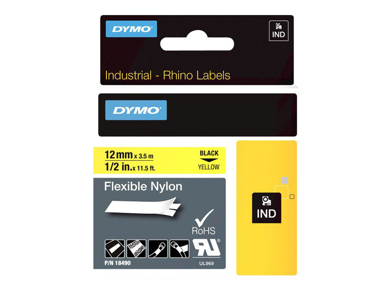Dymo Nylon - Schwarz auf Gelb - Roll (1.2 cm x 3.5 m) 1 Kassette(n) Flexitape, Ansicht 4