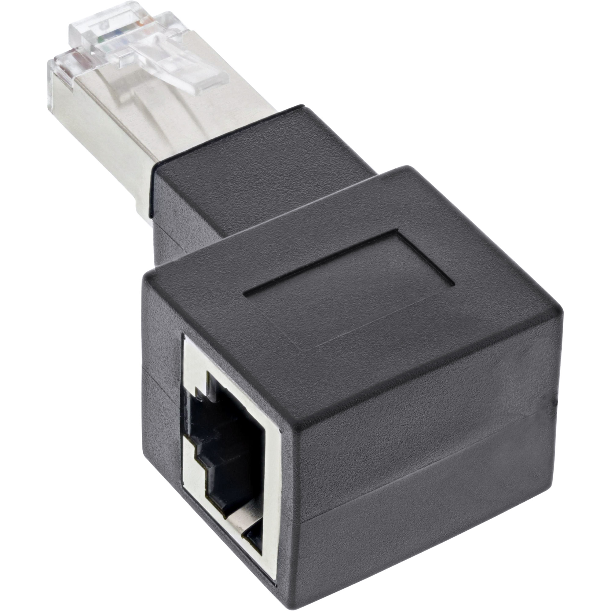 InLine Patchkabel-Adapter Cat.6A - RJ45 SteckerBuchse - 90° rechts gewinkelt