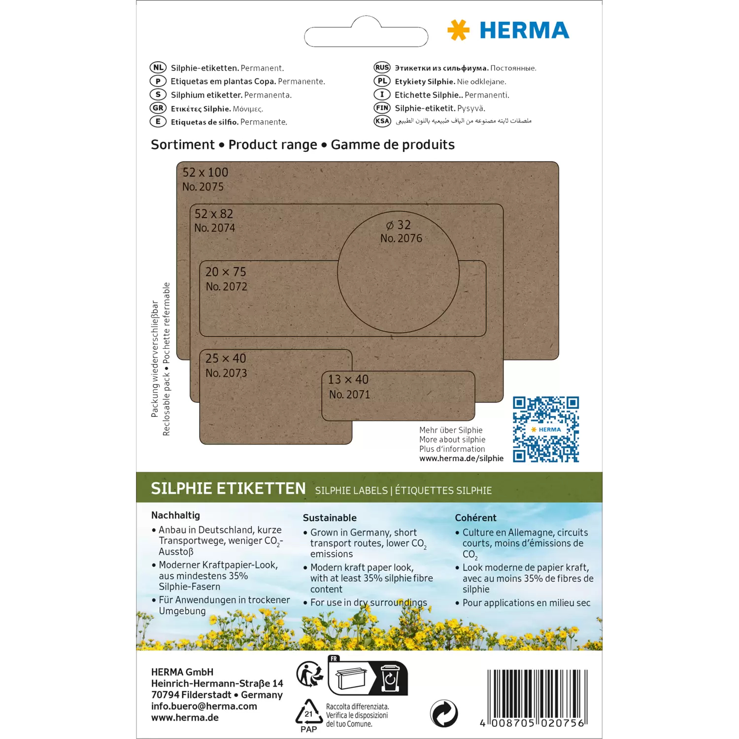 HERMA Büropackung Vielzwecketiketten Silphie 52x100mm - Etiketten/Beschriftungsbänder - 158 g/m², Ansicht 2