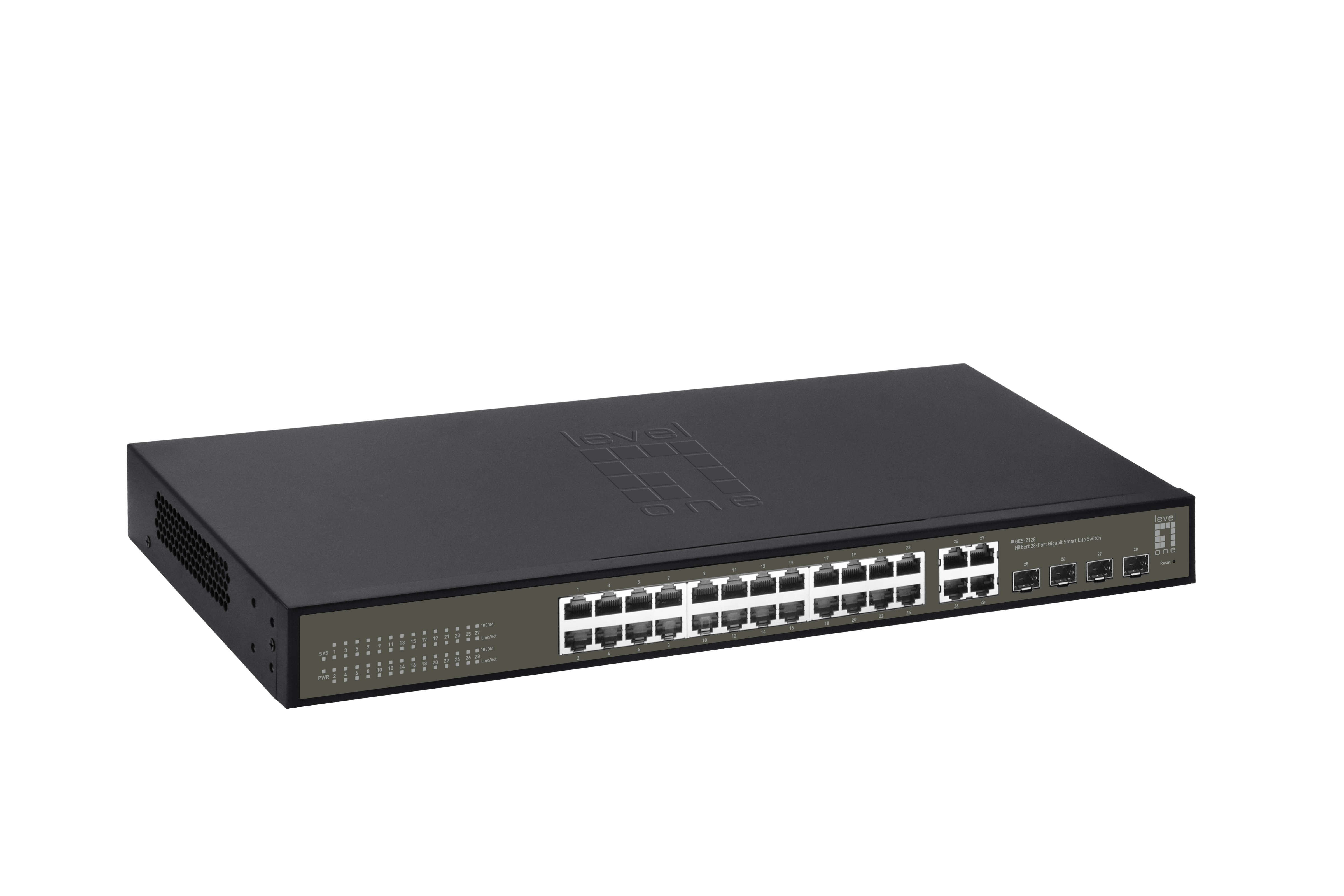 LevelOne Hilbert 28-Port Gigabit Smart Lite Switch - 24 x Gigabit RJ45 - 4 x Gigabit SFP/RJ45 Combo - Managed - L2, Ansicht 2