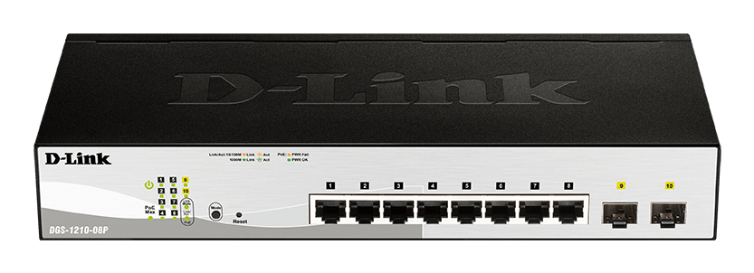 D-Link Web Smart DGS-1210-08P - Switch - managed - 8 x 10/100/1000 PoE+ 2 Gigabit SFP - Switch - 1 Gbps, Ansicht 4