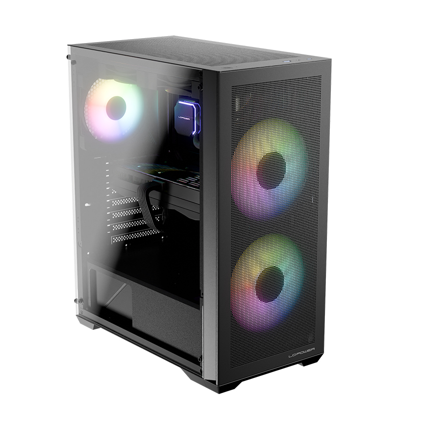 LC-Power Geh Midi ATX Gaming 717B - Meshwork_L Dark - o.N. - Gehäuse - ATX, Ansicht 4