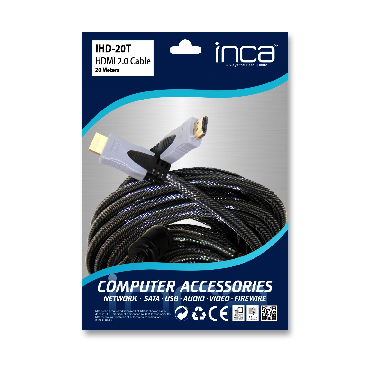 INCA HDMI-Kabel IHD-20T 2.0 Anschlusskabel 4K 30Hz retail - Kabel - Kabel - Digital/Display/Video, Ansicht 2
