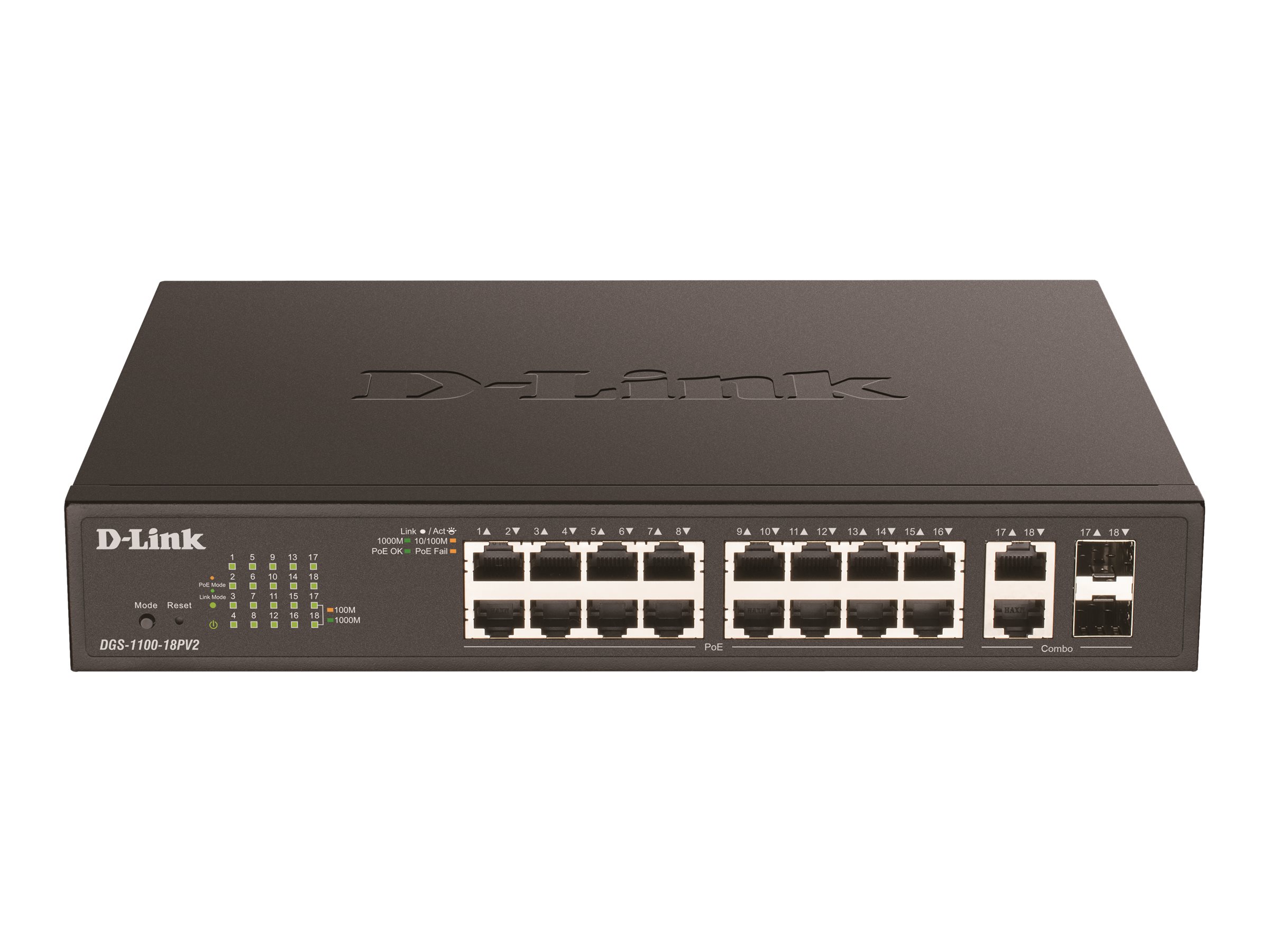 D-Link DGS 1100-18PV2 - Switch - Smart - 16 x 10/100/1000 (PoE+)