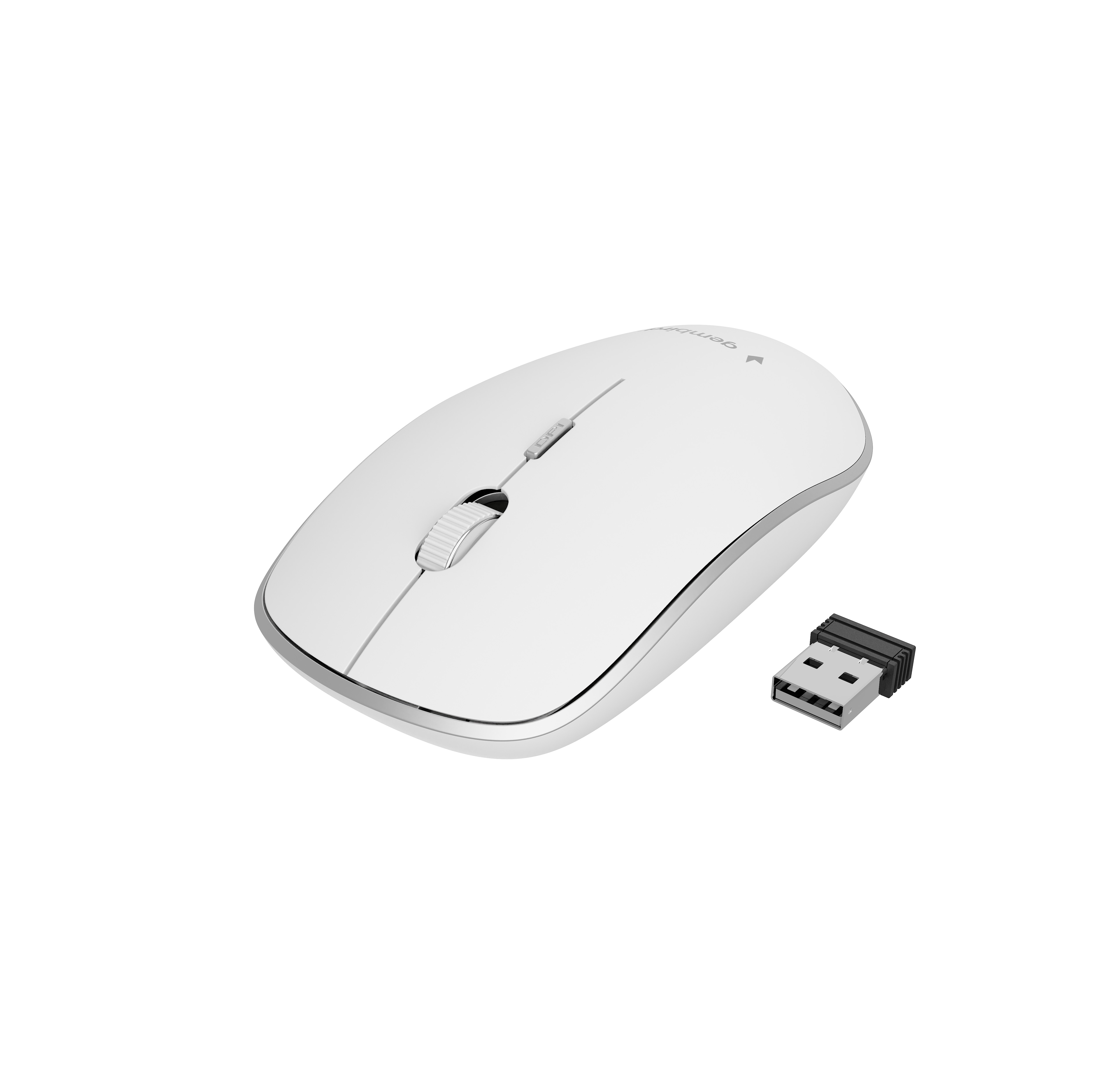 Gembird MUSW-4B-01-W - Maus - optisch - 4 Tasten - kabellos - 2.4 GHz - kabelloser Empfänger (USB), Ansicht 4