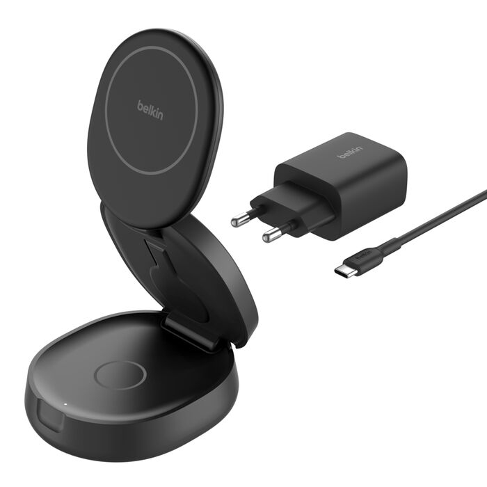 Belkin BoostCharge - Kabelloses Ladegerät - 3-in-1, magnetic, compact + AC-Netzteil, Ansicht 2
