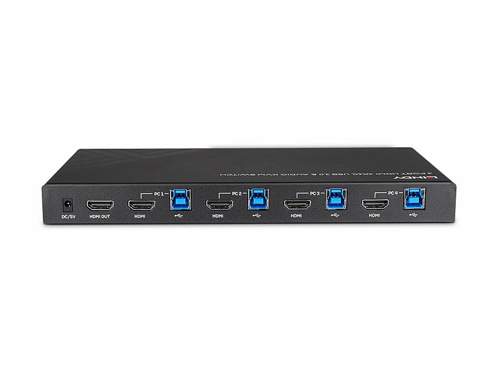 Lindy KVM Switch HDMI 4K60, USB 3.0 & Audio, 4 Port, Ansicht 3