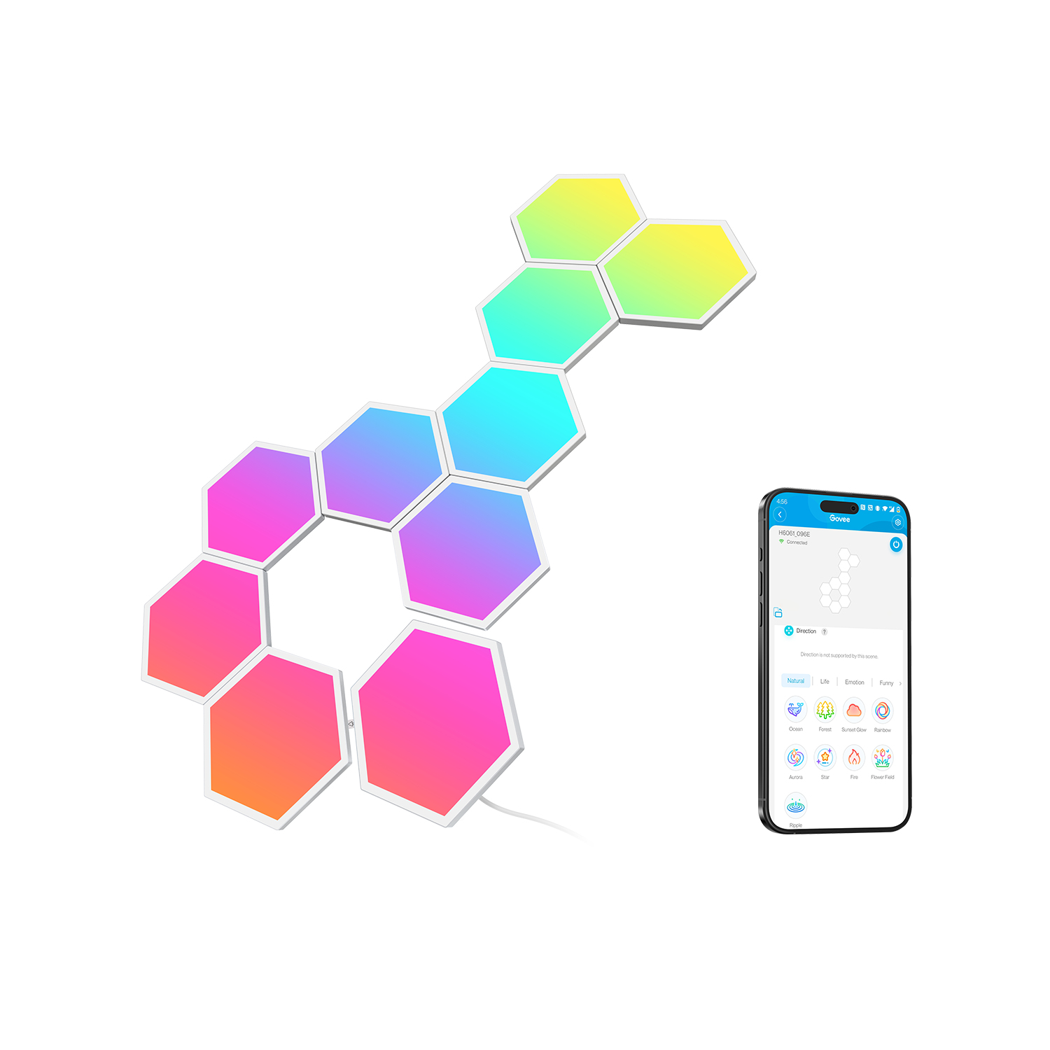 Govee RGBIC Glide Hexa Light Panels 5 pcs, Ansicht 3