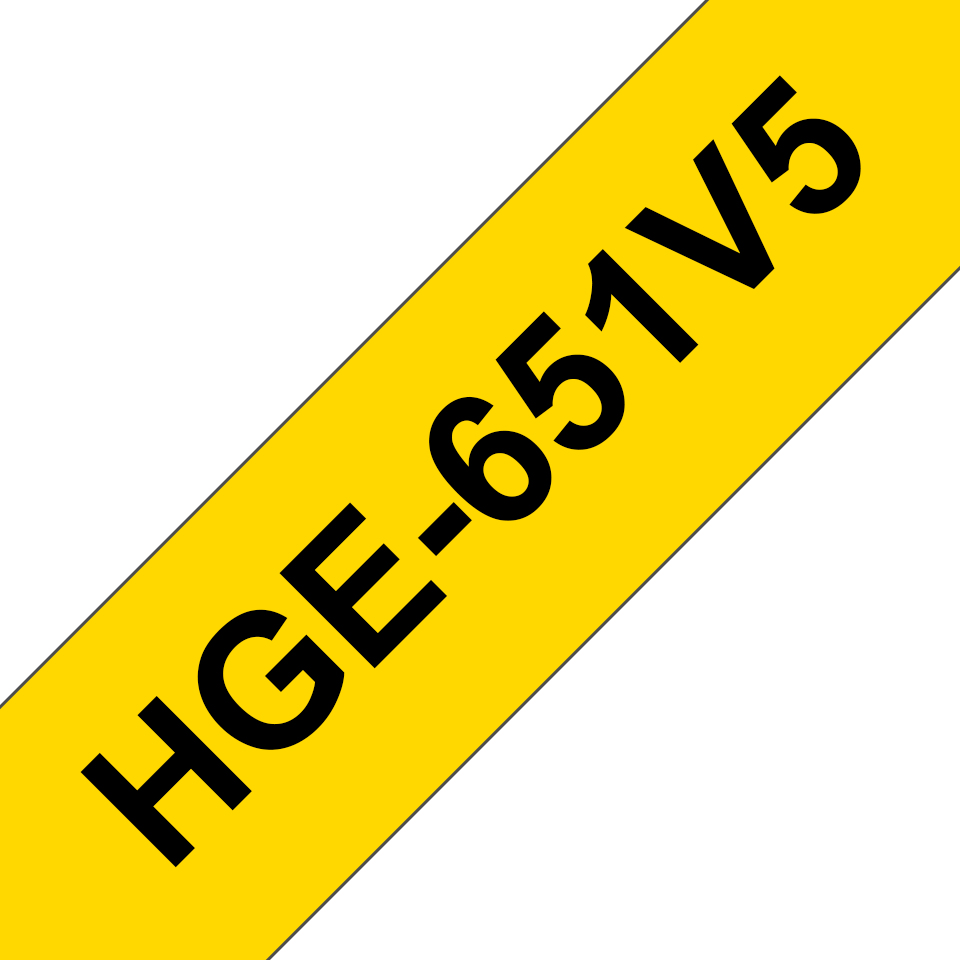 Brother HGE-651V5 - Schwarz auf Gelb - Rolle (2,4 cm x 8 m), Ansicht 2