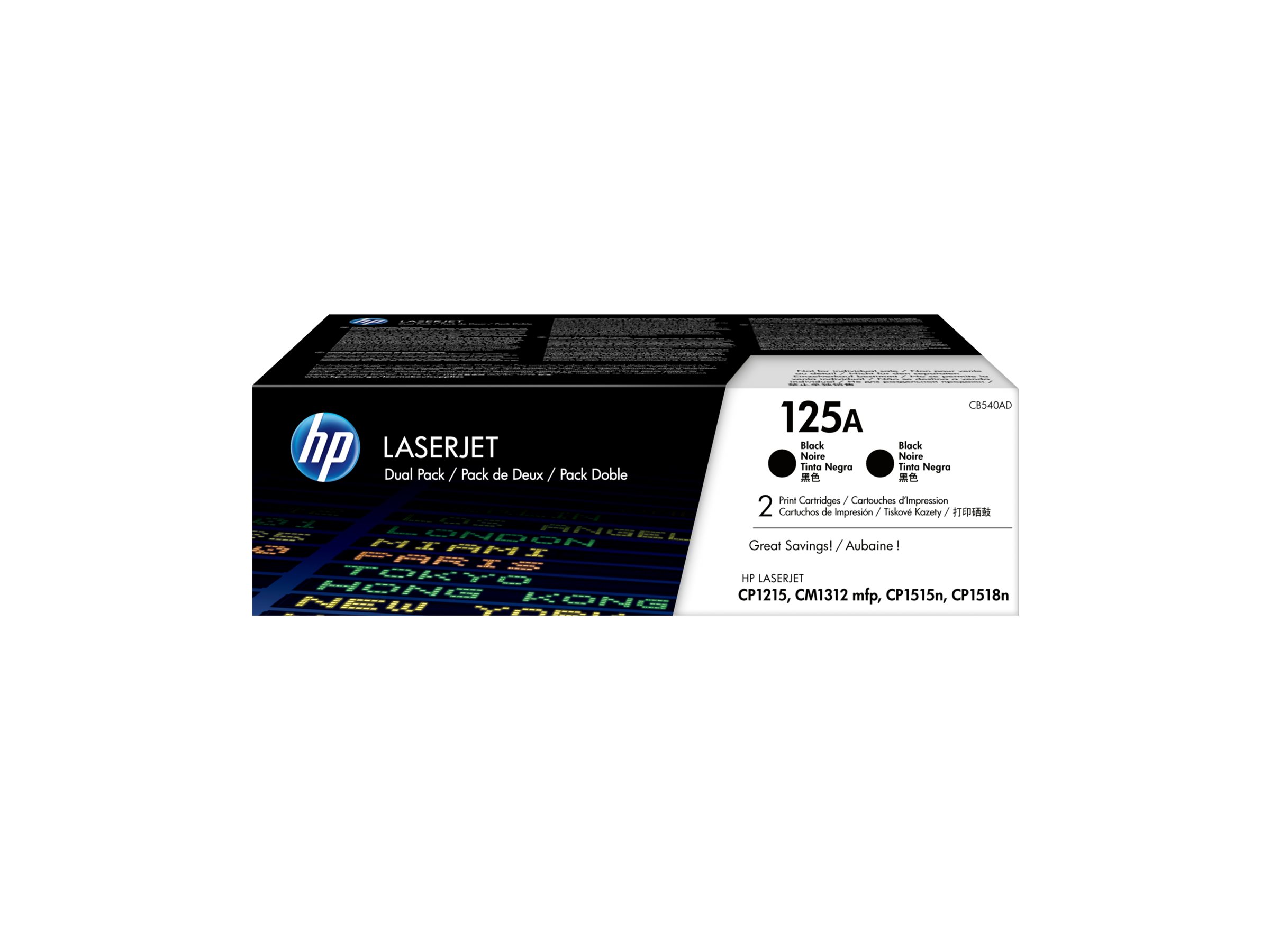 HP 125A - 2er-Pack - Schwarz - Original - LaserJet - Tonerpatrone (CB540AD), Ansicht 2
