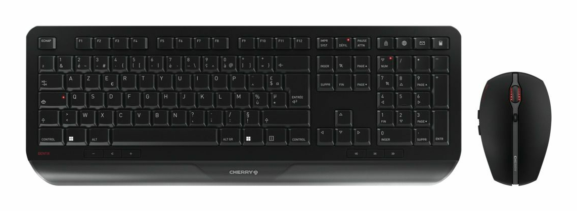 Cherry GENTIX DESKTOP, Volle Größe (100%), Kabellos, RF Wireless, AZERTY, Schwarz, Maus enthalten