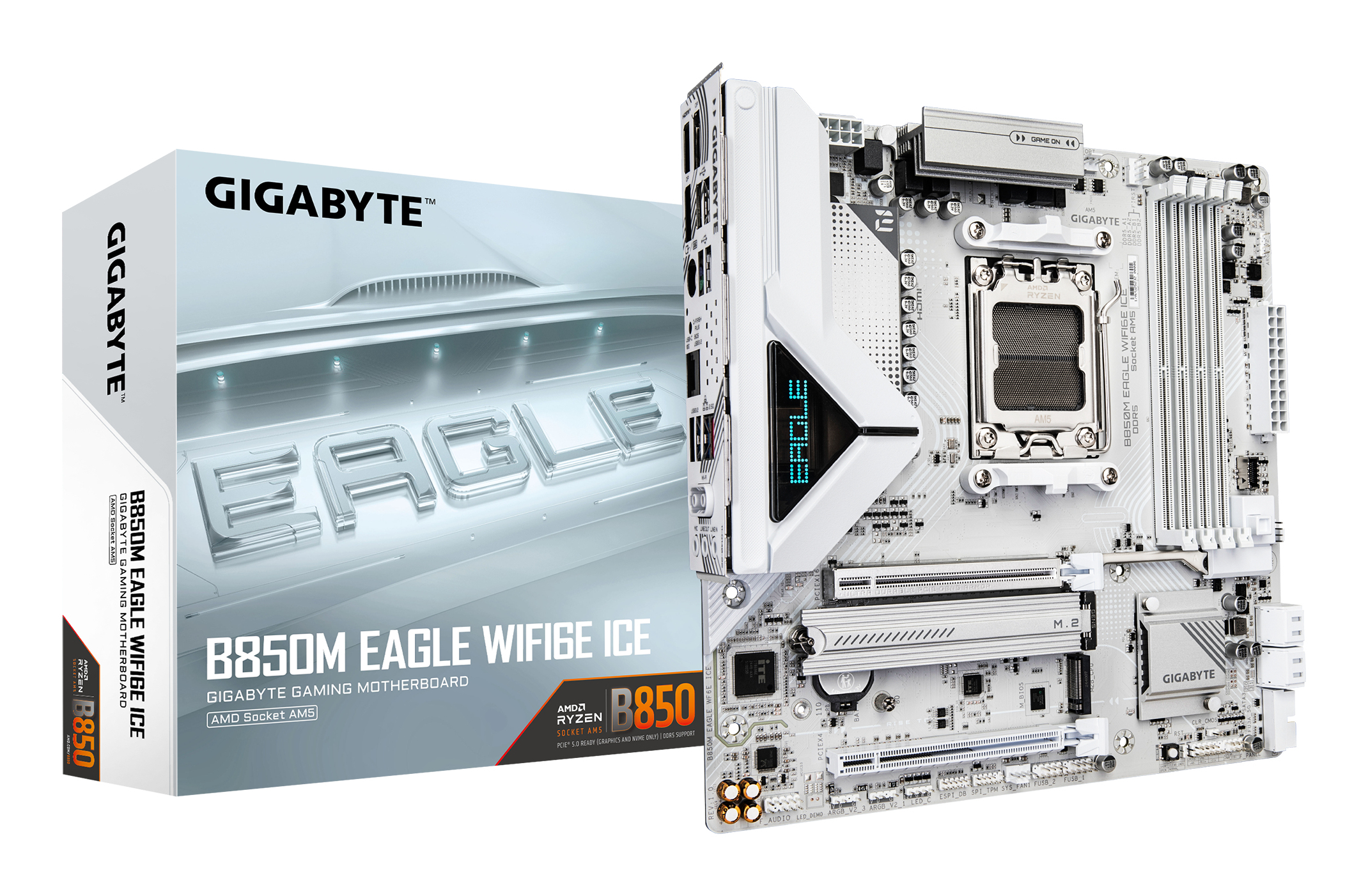 Gigabyte B850M EAGLE WIFI6E ICE - Motherboard - micro ATX - Socket AM5 - AMD B850 Chipsatz - USB-C 3.2 Gen2…, Ansicht 4