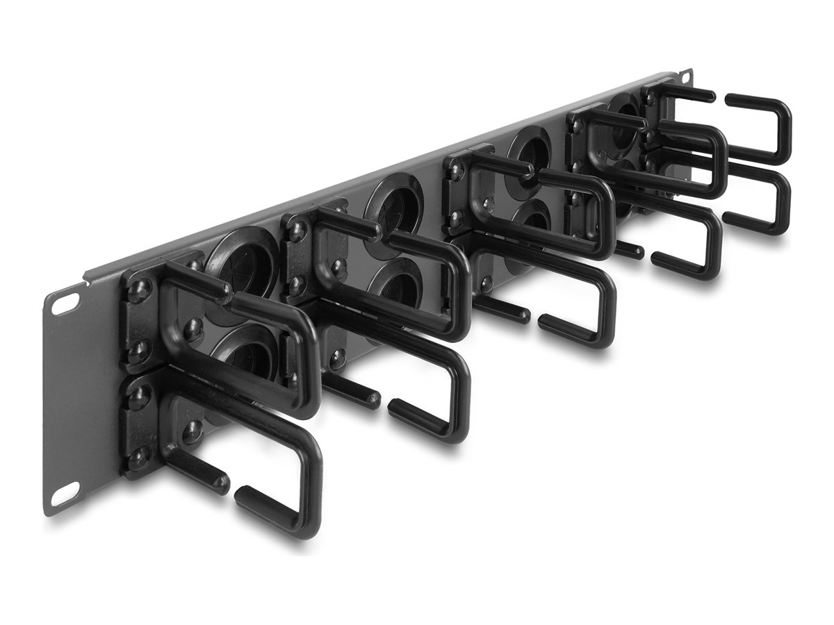 Delock Verlegetafel für Rack-Kabelmanagement - 8 Gummikabeldurchführungen 10 Haken - Dunkelgrau - 2U - 48.3 cm (19)