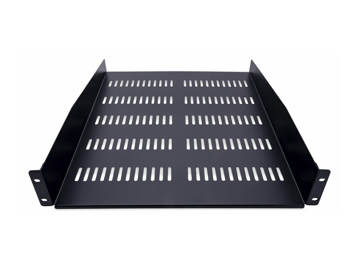 StarTech.com 2 HE 19 Fest montierbarer Fachboden für Server Rack/ Schrank bis 22 Kg - Belüfteter Fachboden für Serverschrank 55cm Tief - Rack - Regal - Schwarz - 2U - 55.9 cm (22")