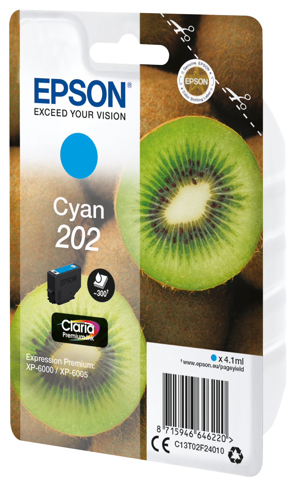 Epson Kiwi Singlepack Cyan 202 Claria Premium Ink - Standardertrag - 4,1 ml - 300 Seiten - 1 Stück(e)