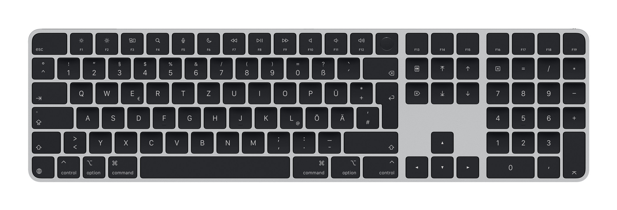 Apple Magic Keyboard with Touch ID and Numeric Keypad - schwarze Tasten - TL: Deutsch, QWERTZ, Ansicht 2