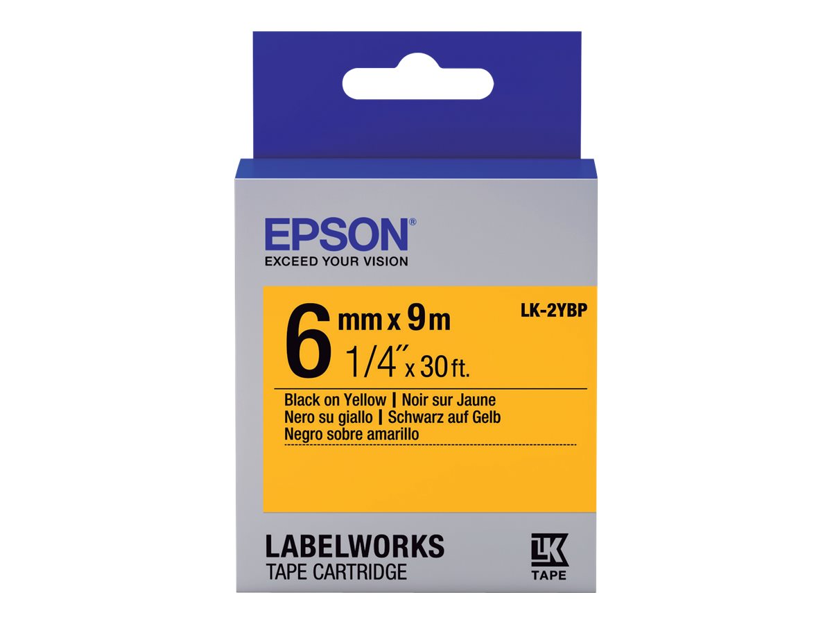 Epson LabelWorks LK-2YBP - Schwarz auf Gelb - Rolle (0,6 cm x 9 m) 1 Kassette(n) Etikettenband - für LabelWorks LW-1000, 300, 400, 600, 700, 900, K400, Z5000, Z5010, Z700, Z710, Z900