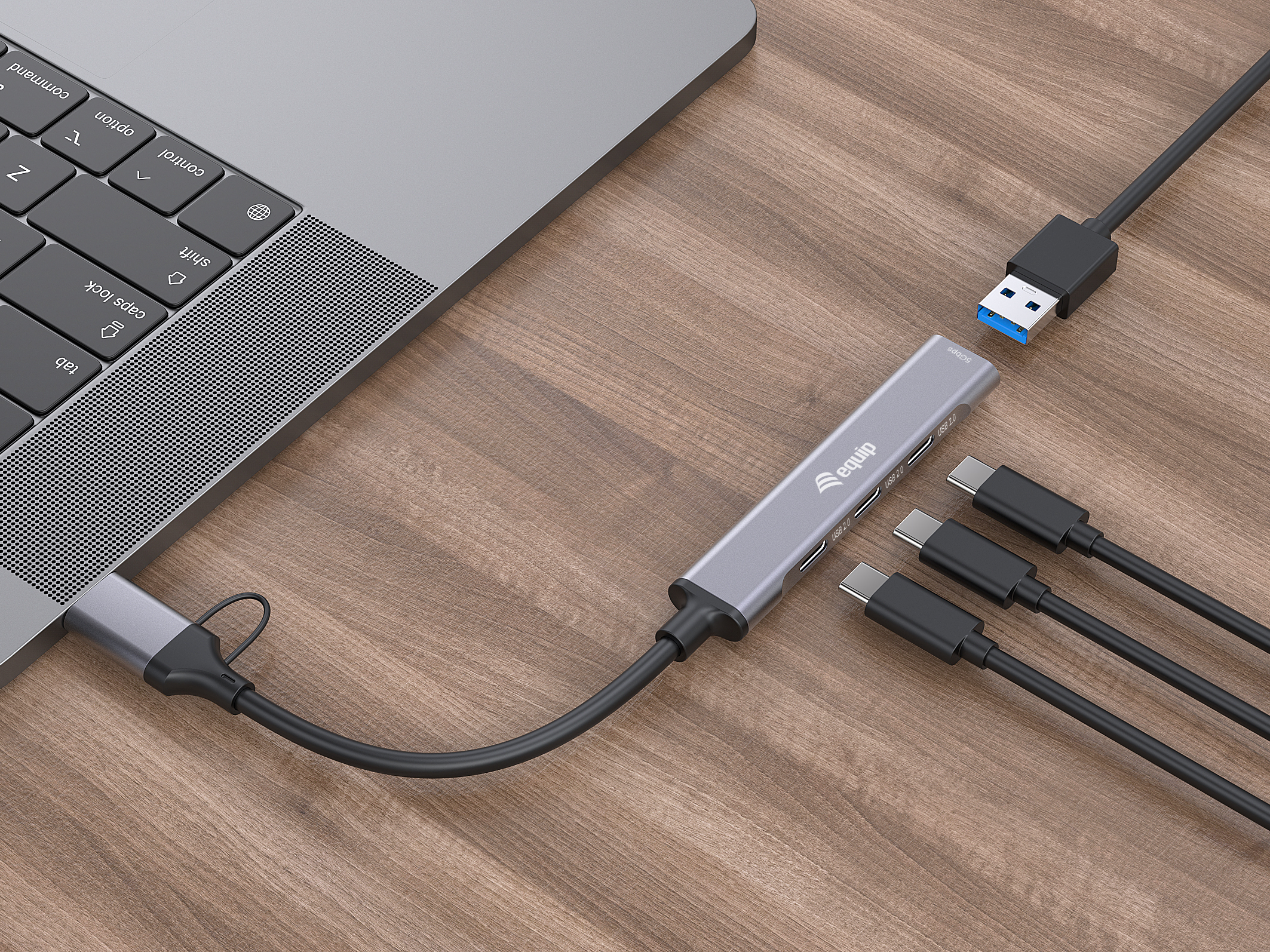 Equip USB 3.2 Gen 1/2.0 Hub USB-C x 3+ USB-A 1, Ansicht 4