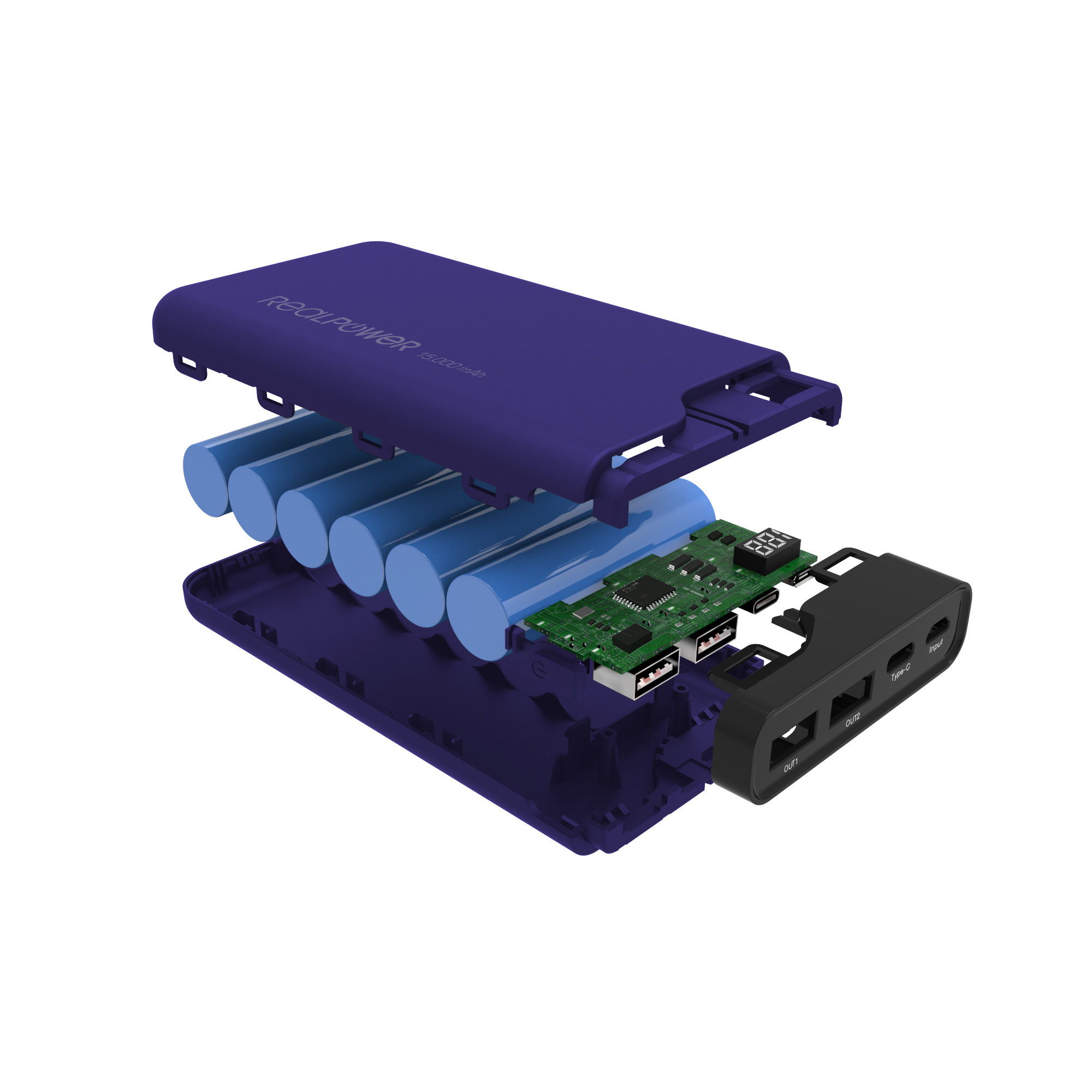 Ultron Realpower PB-15000C - Powerbank - 15000 mAh - 54 Wh - 3.1 A - 3 Ausgabeanschlussstellen (USB, 24 pin USB-C), Ansicht 4