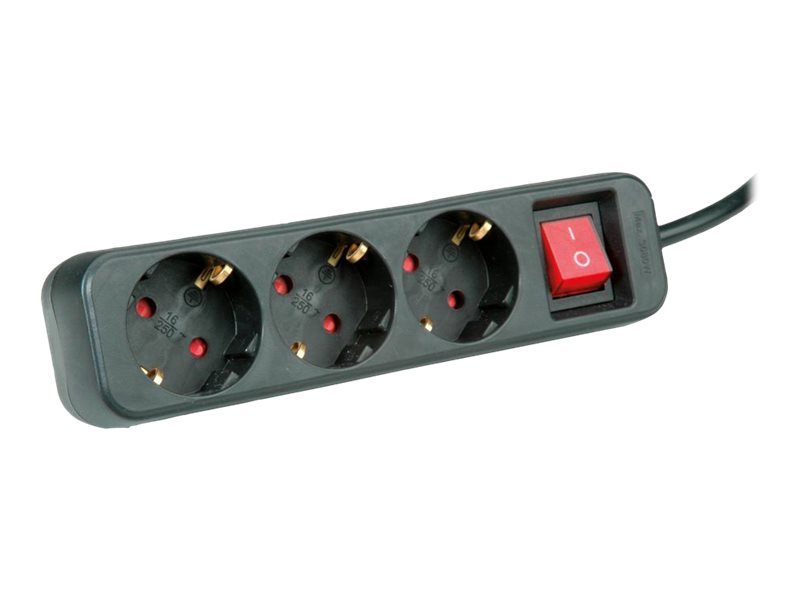 ROLINE Steckdosenleiste - Wechselstrom 250 V - 3600 Watt - Eingabe, Eingang CEE 7/4 - Ausgangsanschlüsse: 3 (3 x CEE 7/4)